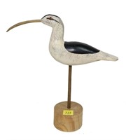 Carved wooden shorebird, (8 1/2" overall height)