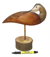 Howard Hall wooden carved shorebird, base marked