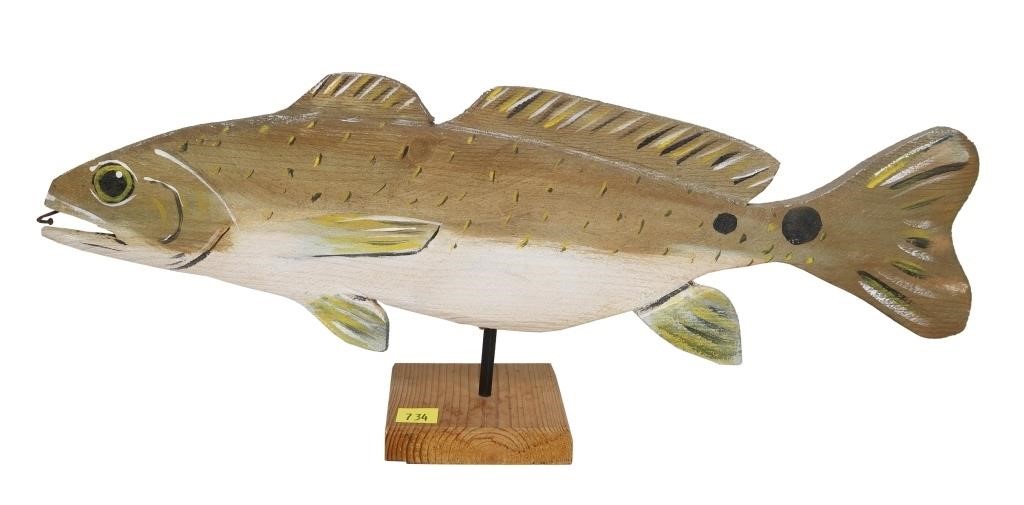 Red drum by Tom Burton thin carved fish decoy