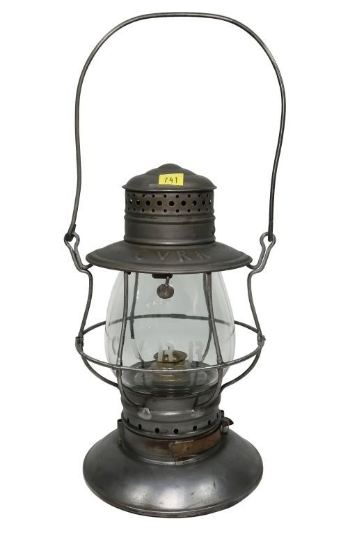 Early CVRR bell bottom lantern with CVRR etched