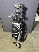 Right hand golf clubs, bag