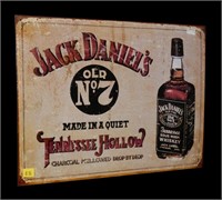 "Jack Daniels" tin sign, 12 1/2" x 16"