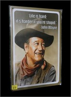 "John Wayne" tin sign, 12" x 8"