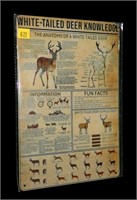 Whitetail deer tin sign, 12" x 8"