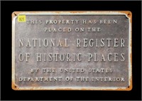 "National Register of Historic Places" tin sign,