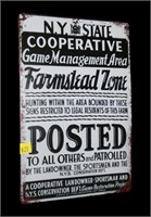 NYS Posted tin sign, 12" x 8"