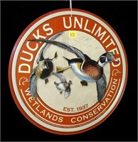 Ducks Unlimited round tin sign, 11 1/2" Diam.