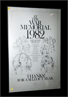 The War Memorial 1982 concert poster, framed,