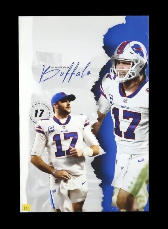 Buffalo Bills Josh Allen canvas, 19 1/4" x 12 1/2"