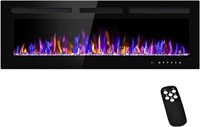 *50" Electric Fireplace Wall Mounted and Recessed