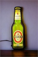 Vintage Becks Beer Bottle Lighted Beer Sign