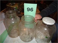 Glass jars, one Horlick's malted milk