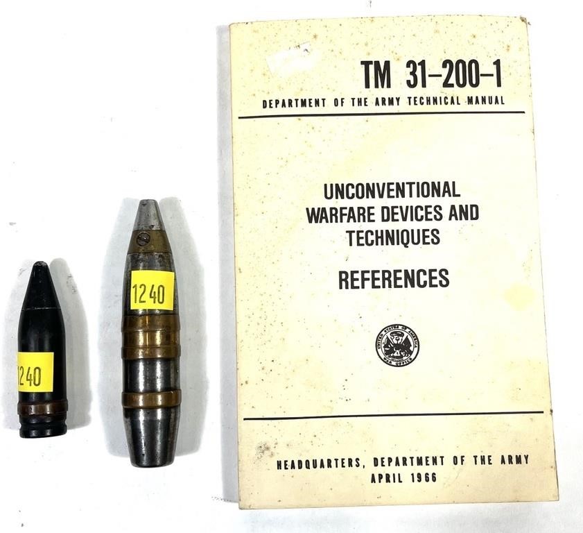Lot, U.S. Army 1966 manual and 2 dummy cartridges