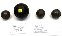 Lot, 4 assorted cannon balls