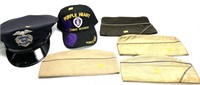 Lot, 4 overseas caps, Purple Heart hat and