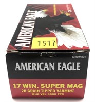Box of .17 WIN Super Mag 20-grain tipped varmint