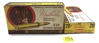 x2-Boxes of .224 Weatherby Magnum 55-grain SP