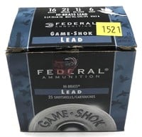 Box of 16 Ga. 2.75" No. 6 Federal lead shotshells,