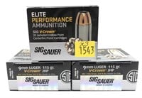 x3-Boxes of 9mm Luger 115-grain JHP SIG Sauer