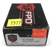 Box of .40 S & W 155-grain TAP FPD Hornady