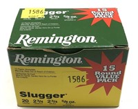 Box of 20 Ga. 2.75" Remington slugs, 15 Rds.