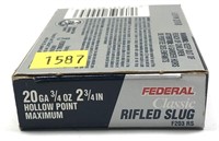Box of 20 Ga. 2.75" Federal rifled HP slugs, 5 Rds
