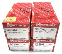 x4- Boxes of .38 Cal. 140-grain HP/XTP Hornady