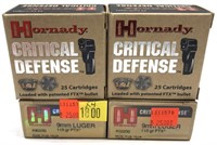 x4- Boxes of 9mm Luger 115-grain FTX Hornady
