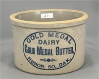 RW 2 lb butter crock w/"Gold Medal Butter, Huron
