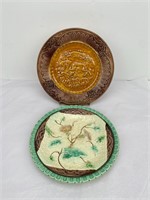 Lot of Two Antique Majolica Plates