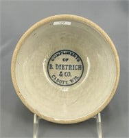 RW blue/pink banded 6" bowl w/ "B. Dietrich & Co.