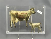 Jersey Cream 1873 Whiskey tin cow & calf