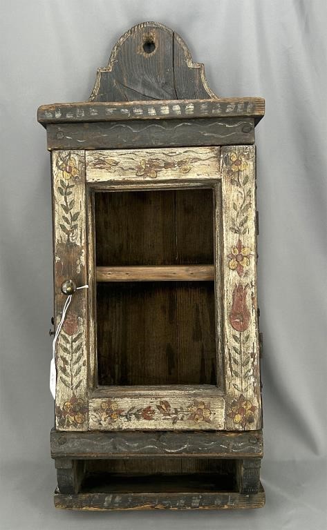 Early decorated hanging cupboard