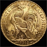 1913 France Gold 20 Francs Luster Bomb 0.1867 AGW