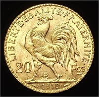 1910 France Gold 20 Francs - BU 0.1867 oz AGW