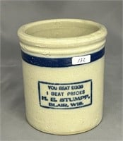 RW Blue Banded beater jar w/ "H.E. Stumpf,