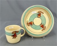 Roseville Juvenile Rabbit cup & rolled edge plate