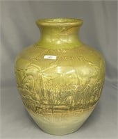 RW art pottery 10 1/2" Lion's vase