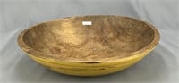 Wooden 12" bowl w/original mustard paint