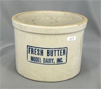 RW 5 lb butter crock w/ "Fresh Butter Model Dairy"