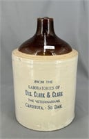 RW 1 gal brown top shoulder jug w/ "Drs. Clark &