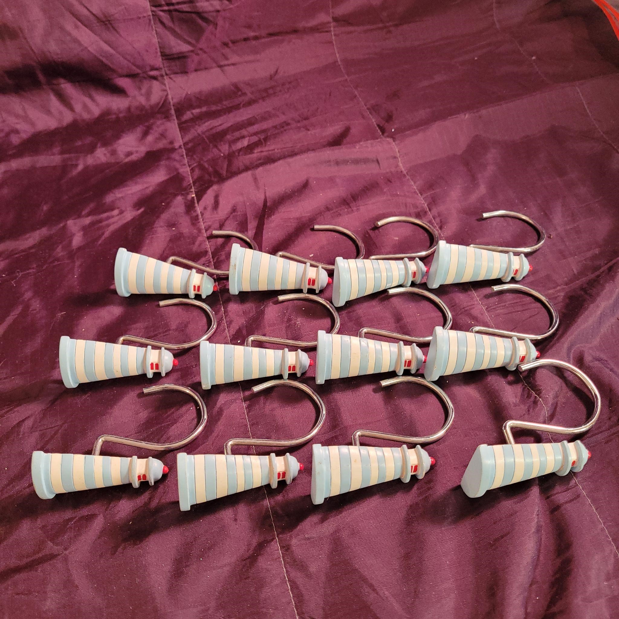 Set of 12 Lighthouse Shower Curtain hooks