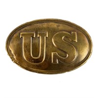 US Civil War Union 'US' Brass Box Plate