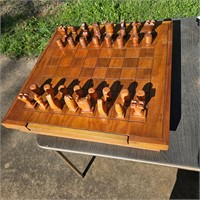 Vintage Giant Chess Set With Storage