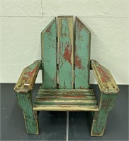 Child's green painted wooden Adirondack chair