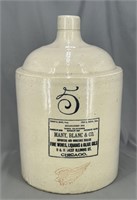 RW 5 gal shoulder jug w/ "Many, Blank & Co.