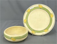 Roseville Juvenile Chicks plate & rolled edge bowl