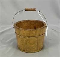Wooden bail hdld 4" bucket w/ mustard paint