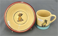 Roseville Juvenile Duck w/boots cup & puppy bowl