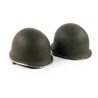 Pair of World War II M1 Helmets with Liners